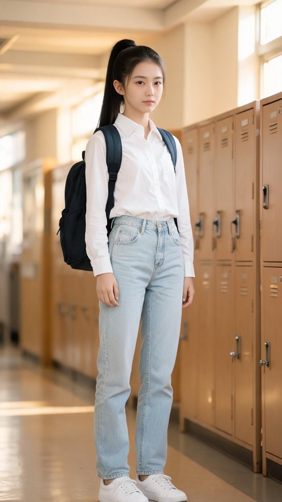 tailored denim school chic