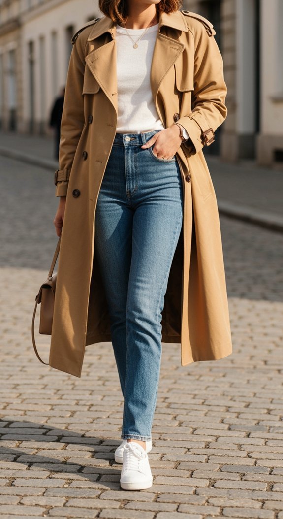 trench jeans layered spring