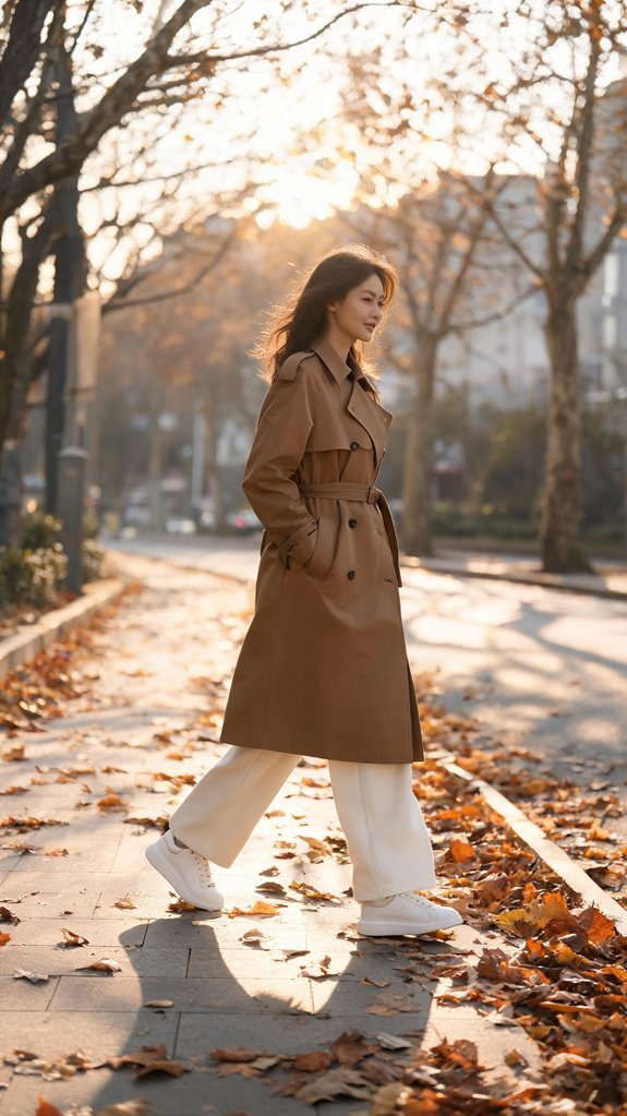 trench wide leg sneakers polish
