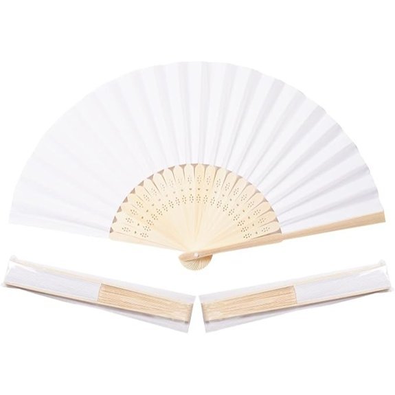 Sepwedd White Paper Hand Fans (50-Pack)