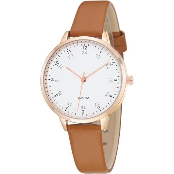 TWOPTION Women's Leather Dress Watch