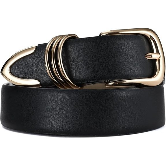 Women's Leather Belts with Metal Buckle Fashion Ladies Waist Belt